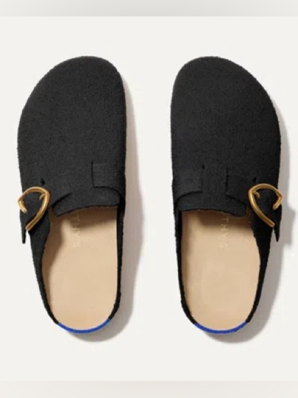 Rothy’s The Buckle Clog Boucle Black Gold Slip on Size 10 - Picture 2 of 5
